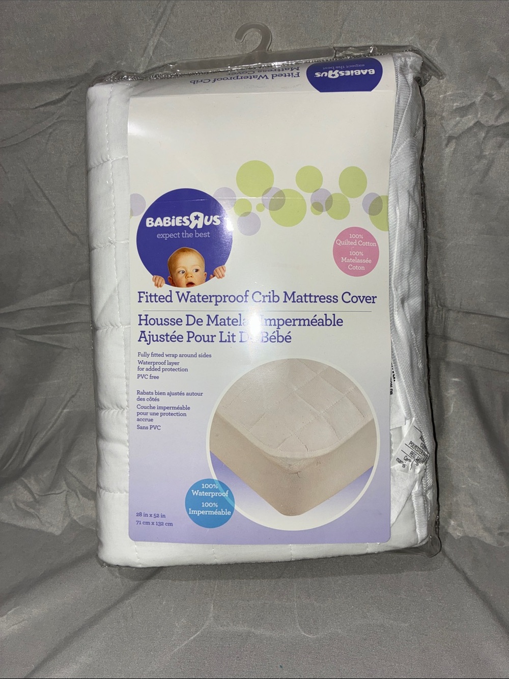 NWT BabiesRUs White Quilted Fitted Waterproof Crib Mattress Cover